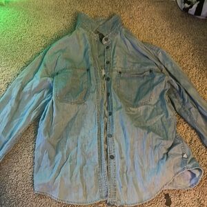 Blue Jean Jacket with Relaxed Fit and Lightweight Fabric